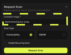 Image showing process to request scan of a resource within NodeOps Network Dashboard