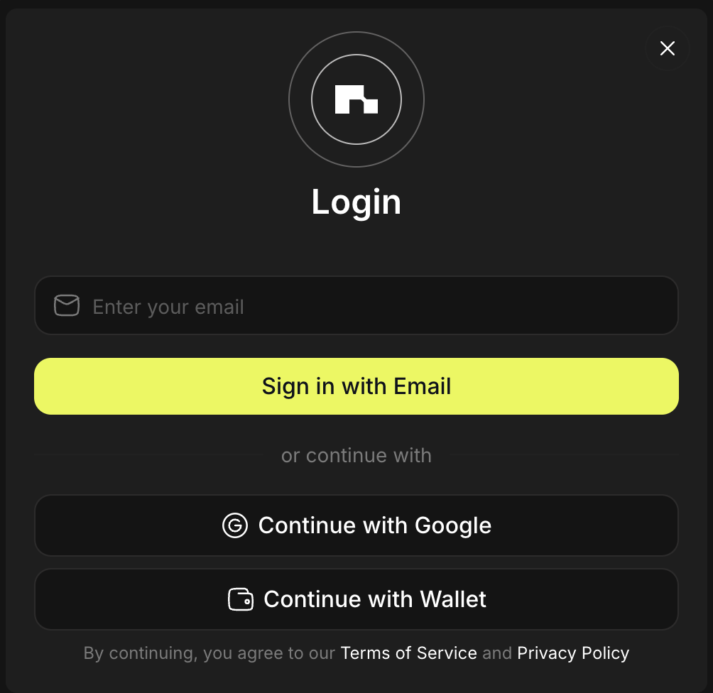 Use email, Google, or a wallet to connect to the NodeOps Node as a Service DePIN Compute layer no code dashboard
