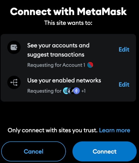 Approve connection request with EVM EVM-compatible wallet such as MetaMask to connect to the NodeOps Node as a Service DePIN Compute layer no code dashboard