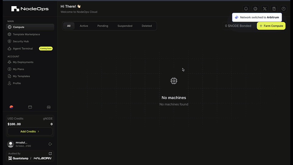 Initiate the Compute Provider flow to add a Machine to the NodeOps Network Cloud Marketplace