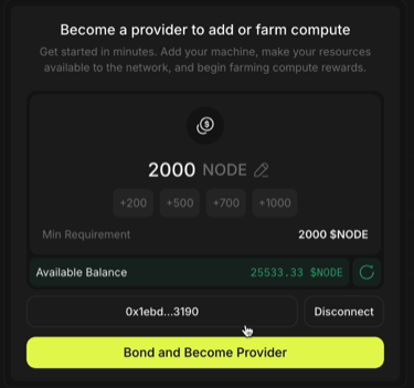 Bond $NODE to become provider