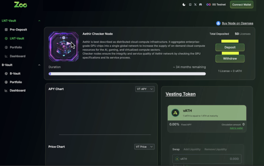 Start the license deposit process in the LNT Vault