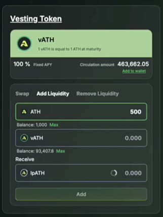 Back your position as required with additional tokens
