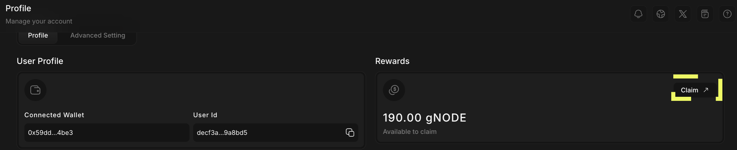 gNODE reward balance is claimed within the NodeOps Portal app