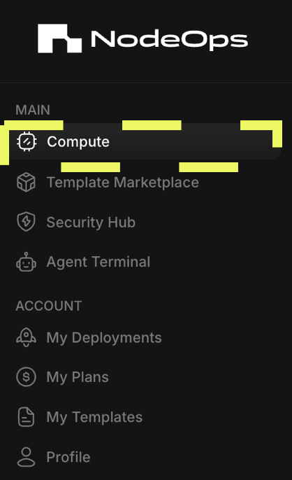 Log into the Marketplace and navigate to Compute to start deleting Compute provided to the Node as a Service DePIN Compute