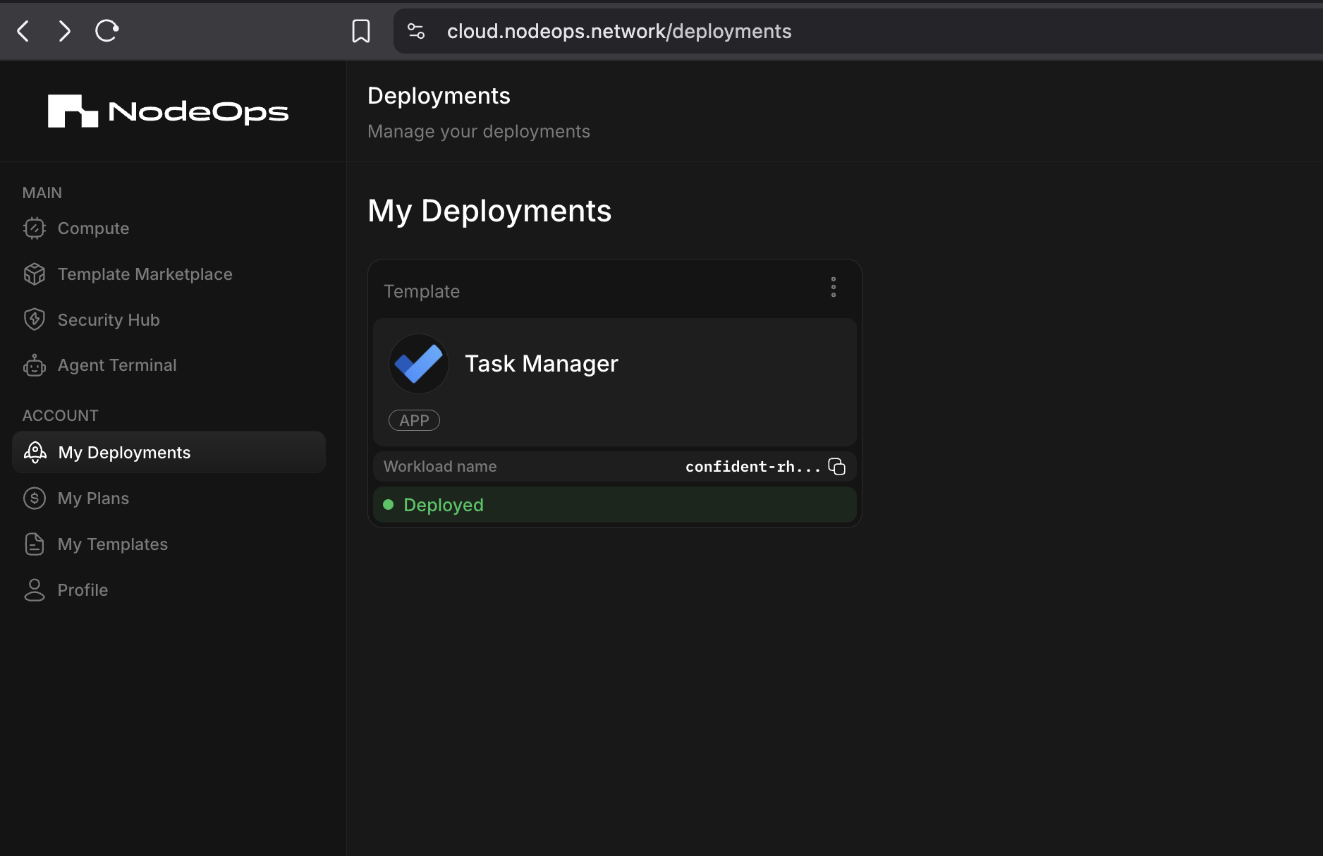 Log into the Marketplace and navigate to My deployments to nominate your Compute workloads to your own Machine and earn gNODE rewards