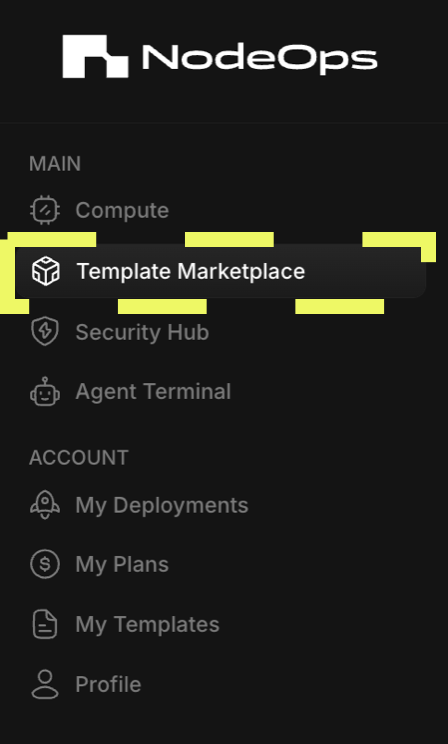 Log into the Marketplace and navigate to Template Marketplace to select your desired template/s
