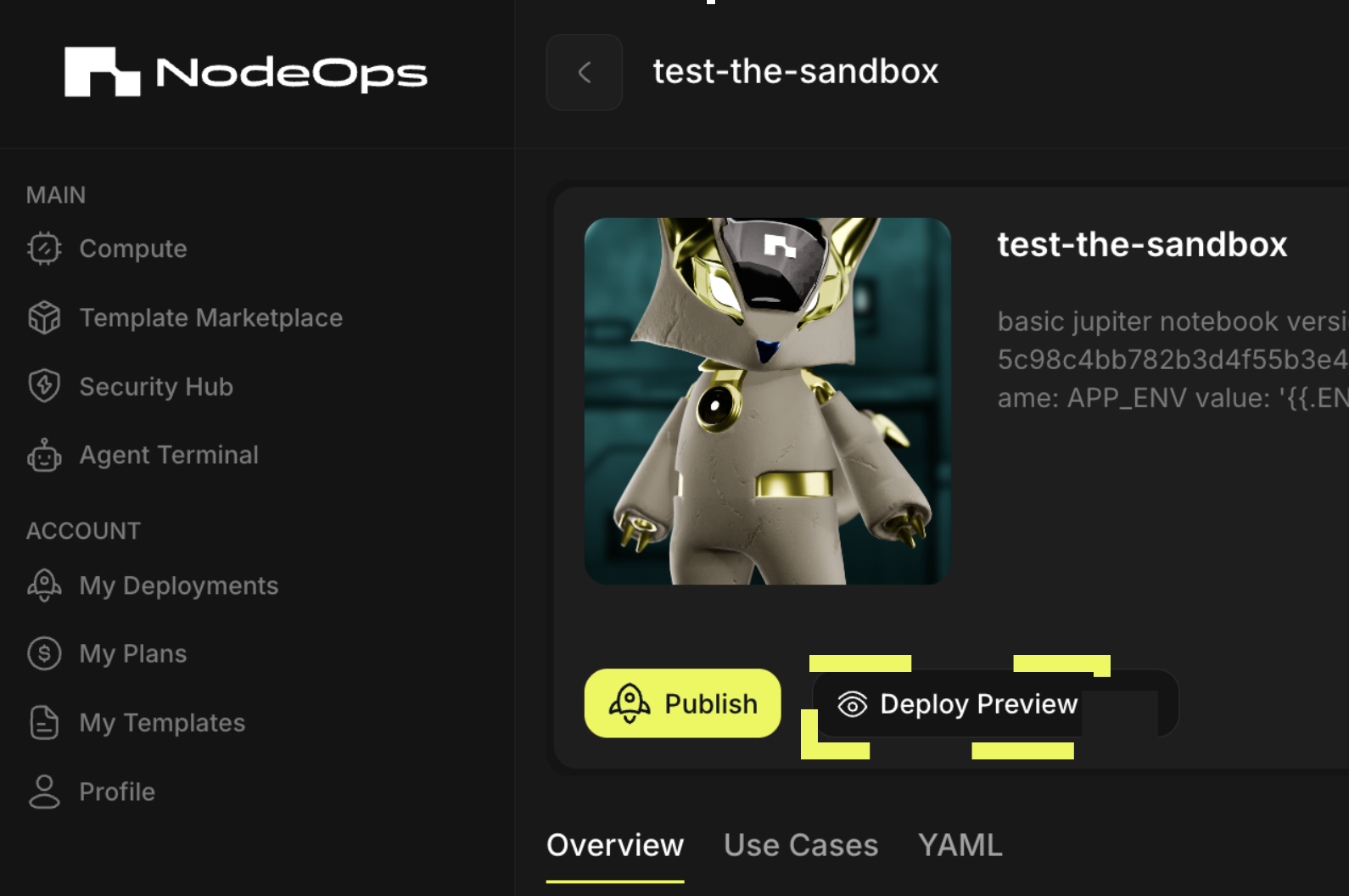 Click Deploy preview to leverage the free tier test deployment