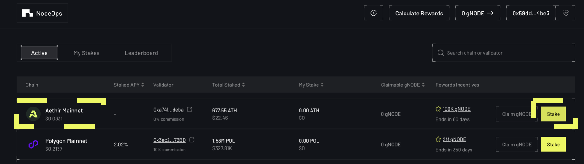 Setup the final stake ahead of NodeOps ratio staking.