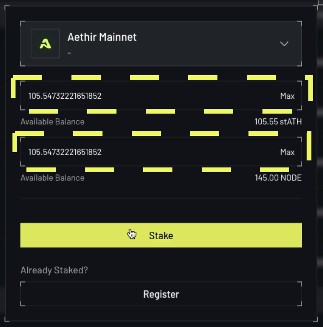 Stake your stATH in a 1:1 ratio with $NODE
