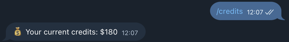 Get credit balance in Telegram