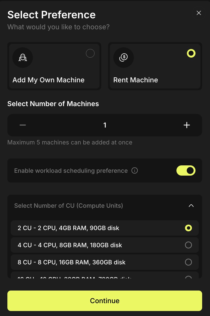 Determine how many high-availability Machines you will rent from NodeOps Network.