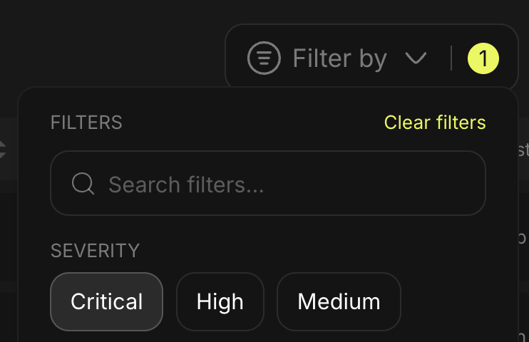 Filter Vulnerabilities in scanned reports on NodeOps Network Marketplace Dashboard