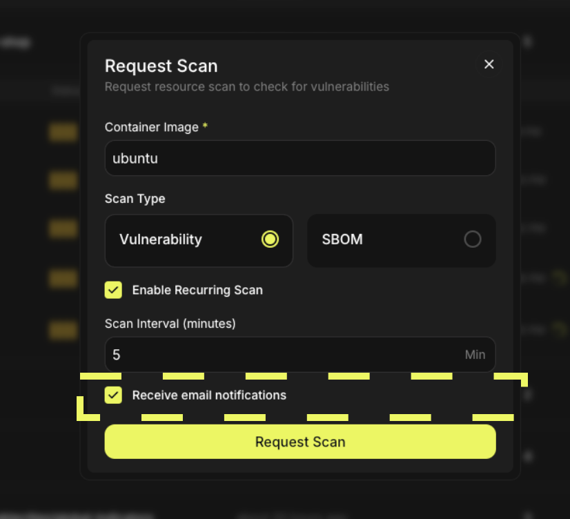 The checkbox to receive an email notification when a NodeOps scan has been completed