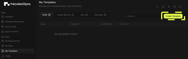 Select from the NodeOps Network's template marketplace